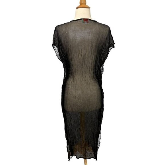 Manish Vaid Dress Cover-Up Size M Black Gold Embellished Resort Beach Poolside - Picture 6 of 14